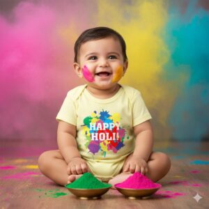 happy holi onesie for baby