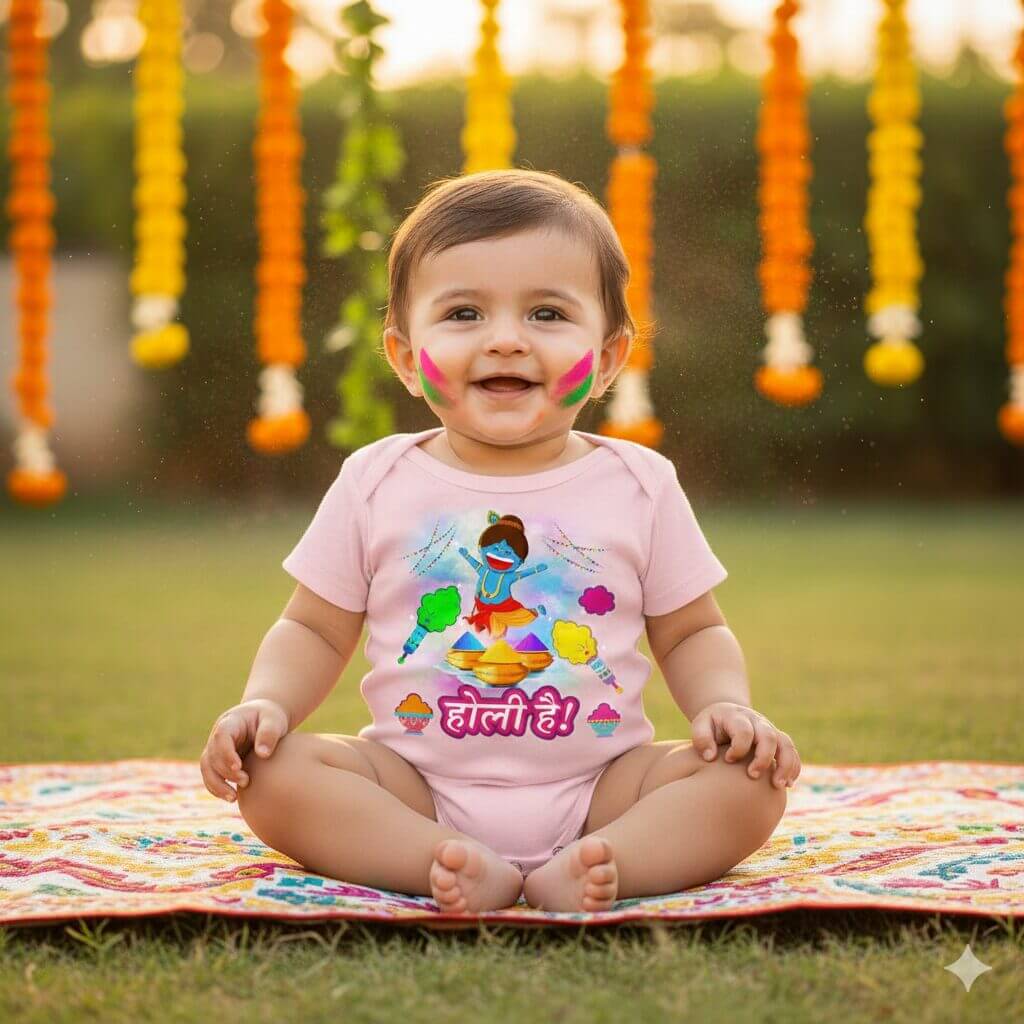 baby first holi romper onesie