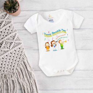 Happy Republic Day Baby Romper for Newborn Boys & Girls | Soft Cotton Half Sleeve Bodysuit with Patriotic Music Theme Print | 0-12 Months | Babywish