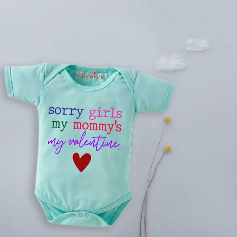 Baby First Valentine Day Romper Clothes | Baby Valentine Bodysuits for Newborn | Cute Outfit Envelop Neck Half Sleeve Unisex Onesies "Sorry Girls on Valentine" Gift Dress for Baby Boys & Girls | Babywish