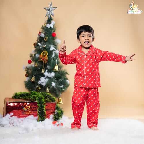 Cute Reindeer Print Design Cotton Night Suit for Kids | Nightwear For Kids | Cotton Night Suit for Kids | Night Suits for Boys and Girls | Babywish - Image 4