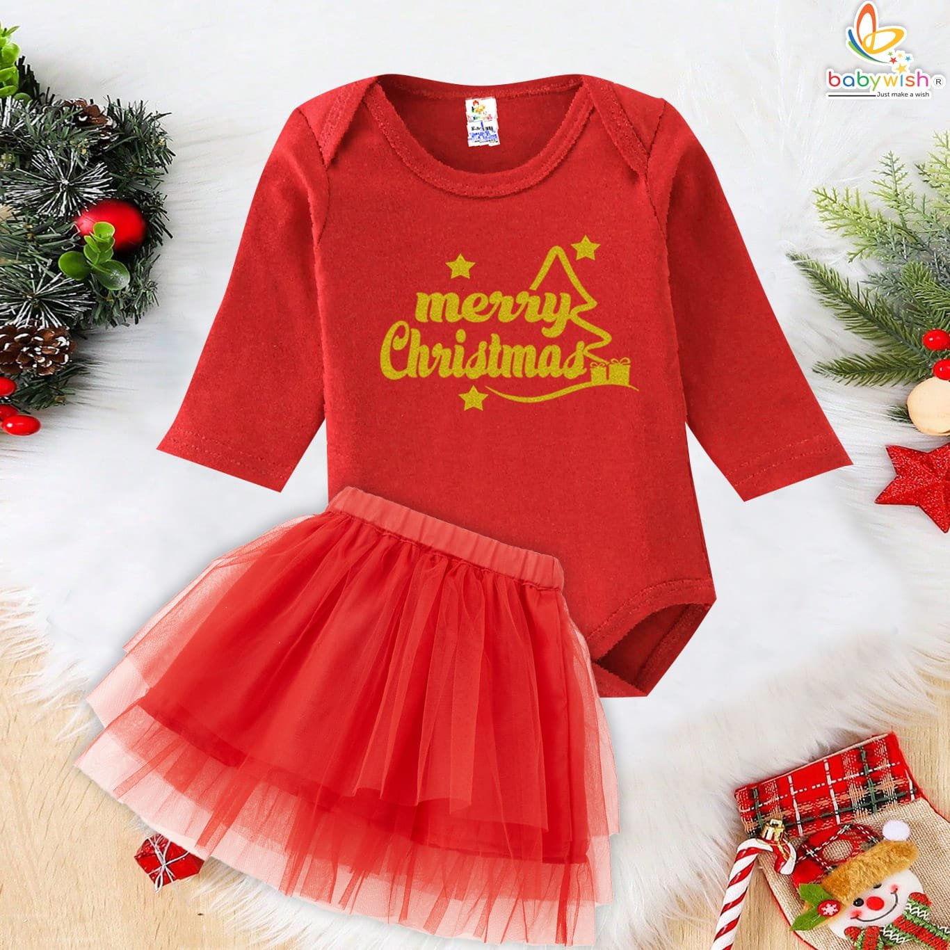 Baby Christmas glitter outfit set
