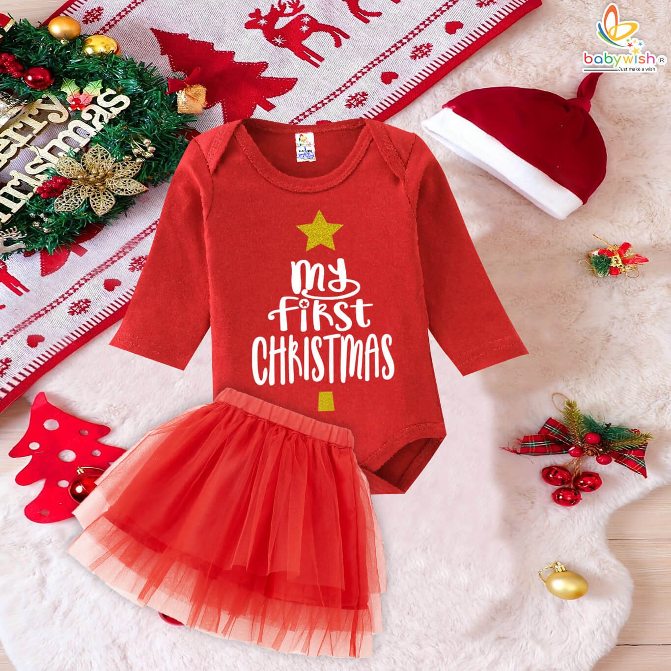 infant festive christmas baby romper set