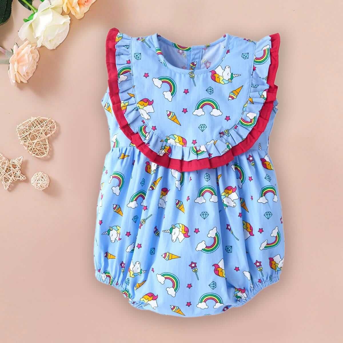 Baby Girls Romper Set, Ruffle Sleeve Onesie, Newborn Bodysuit Romper Jumpsuit, Soft Comfortable Infant Dress Clothes, Cute Outfit for Baby Girls, Perfect Gift Set