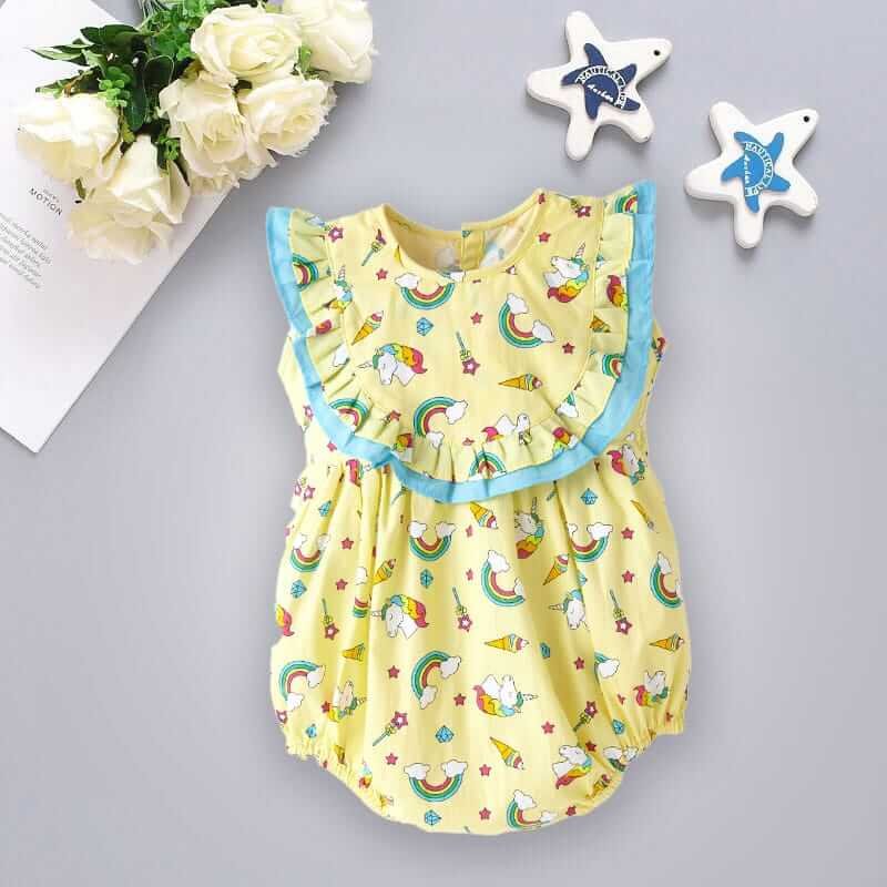 Baby Girls Romper Set, Ruffle Sleeve Onesie, Newborn Bodysuit Romper Jumpsuit, Soft Comfortable Infant Clothes, Cute Dress Style Outfit, Ideal Gift for Baby Girls