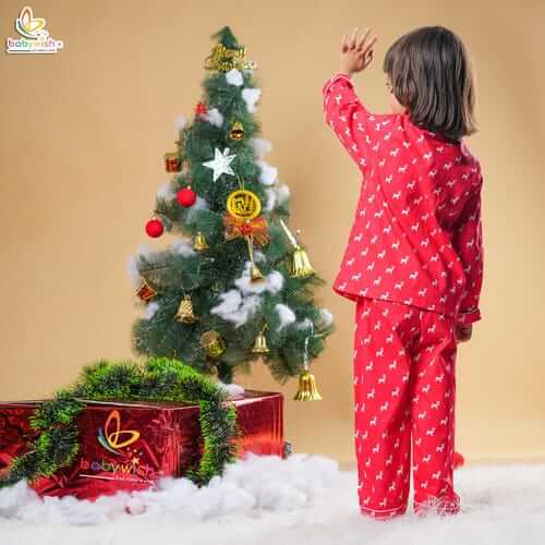 Cute Reindeer Print Design Cotton Night Suit for Kids | Nightwear For Kids | Cotton Night Suit for Kids | Night Suits for Boys and Girls | Babywish - Image 2