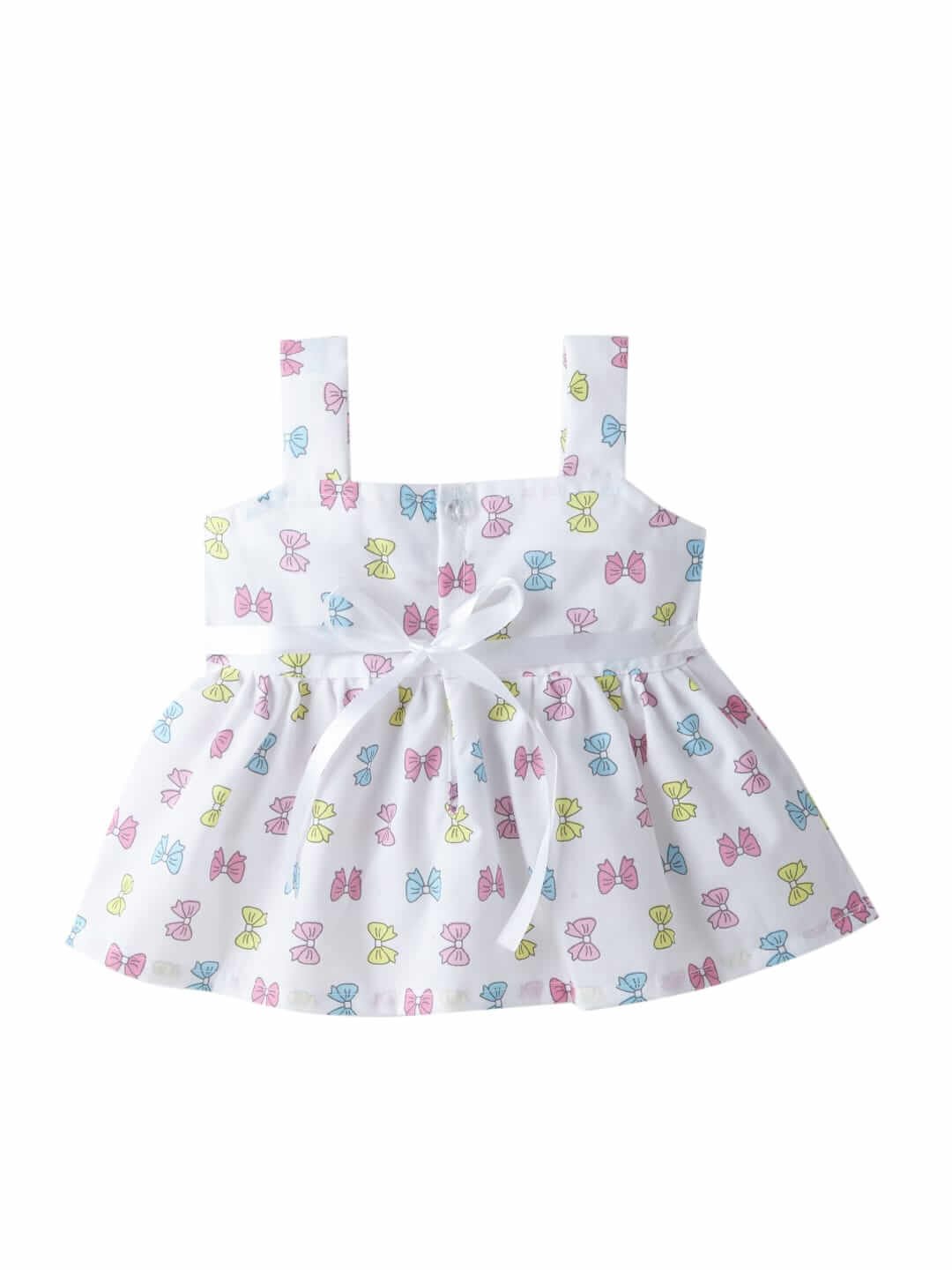 Baby Girl Cotton Frock Newborn Dress – Knee Length Soft Cotton Dress with Bow Strip Print, Comfortable Summer Outfit for Infants, Ideal for Parties and Daily Wear - Image 5