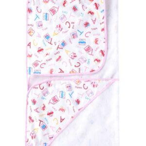 Baby Flannel Hooded Towels for Newborn – Soft Alphabets Printed Bath Towel for Boys & Girls Infants, Comfortable Kids Towel for Bath Time