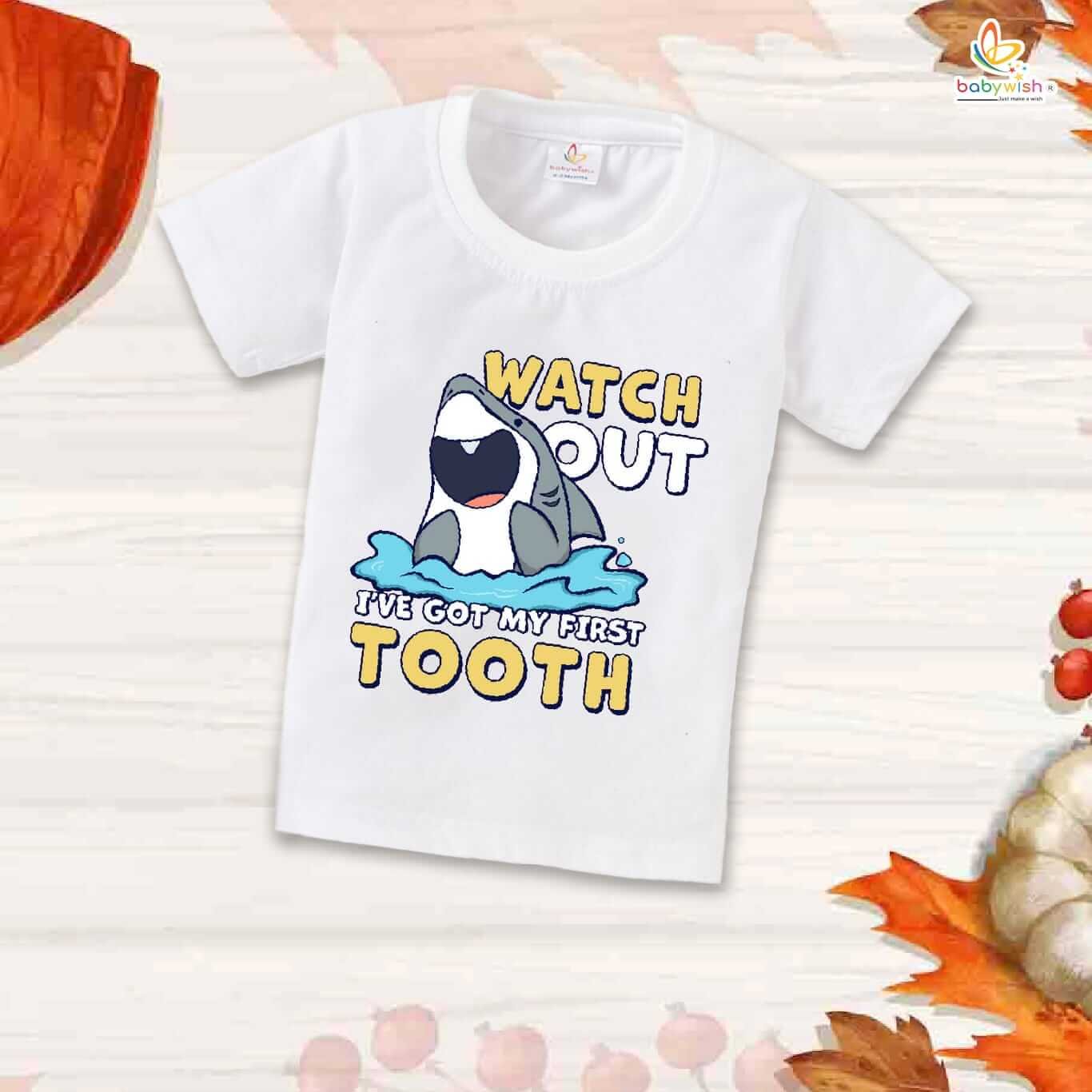 Baby Milestone T-Shirt – “My First Tooth” | Personalized First Tooth Outfit for Baby Boys & Girls – Soft Cotton Tee – Babywish