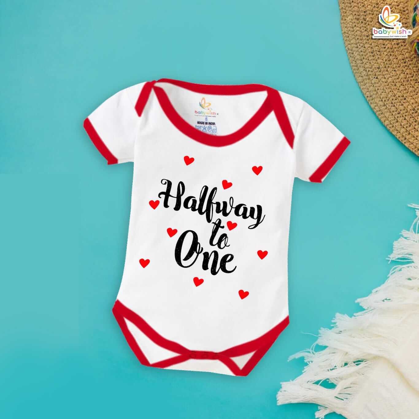 Baby My First Half Birthday Romper – Cute Baby Bodysuit for 6 Month Old | Halfway to One Outfit for Boys & Girls by Babywish