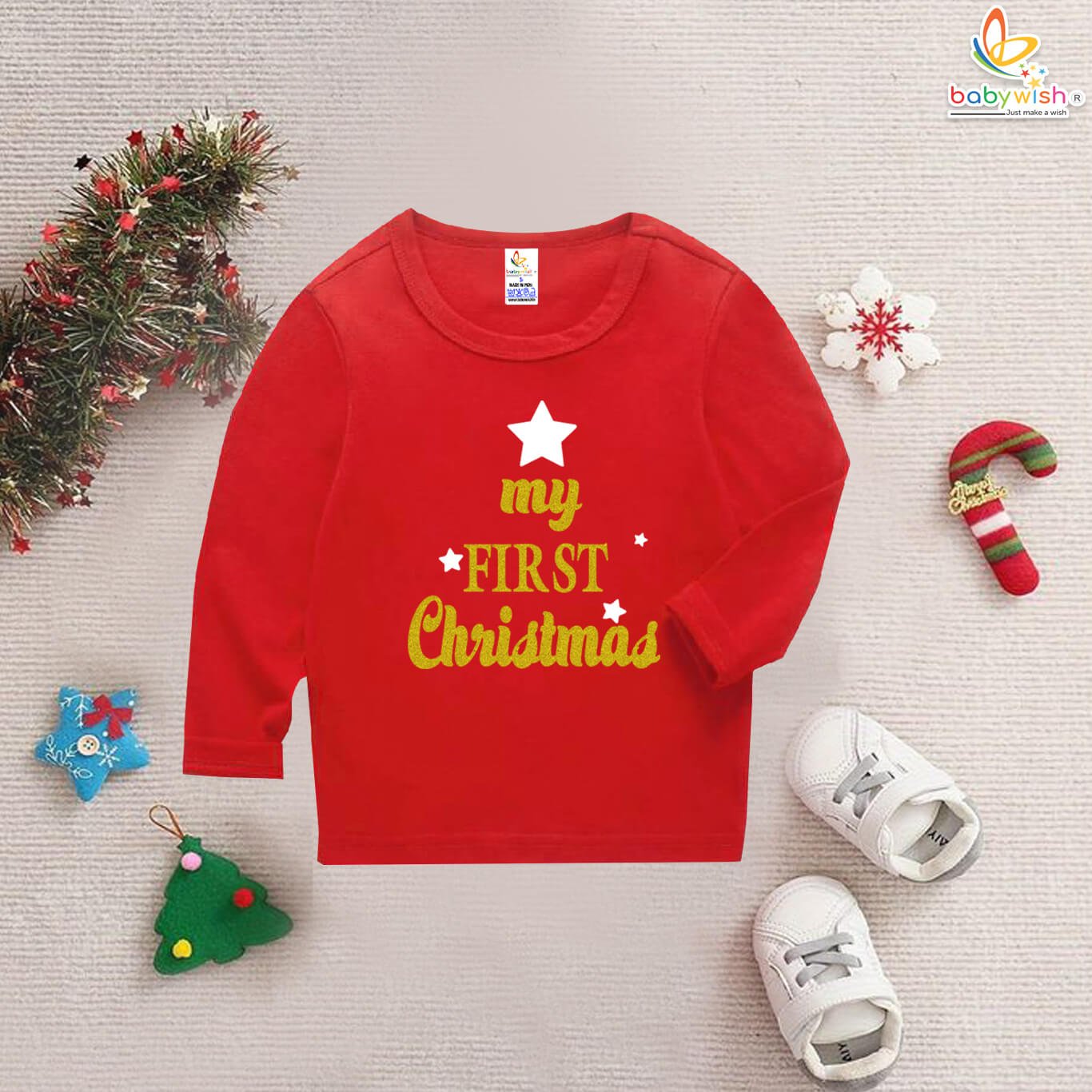 newborn christmas glitter t-shirt