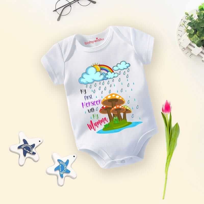 Baby Newborn Monsoon Bodysuits Romper Half Sleeve Envelope Neck Onesies Rainfall Outfit – Lightweight, Soft & Breathable Baby Clothes for 0-12 Months