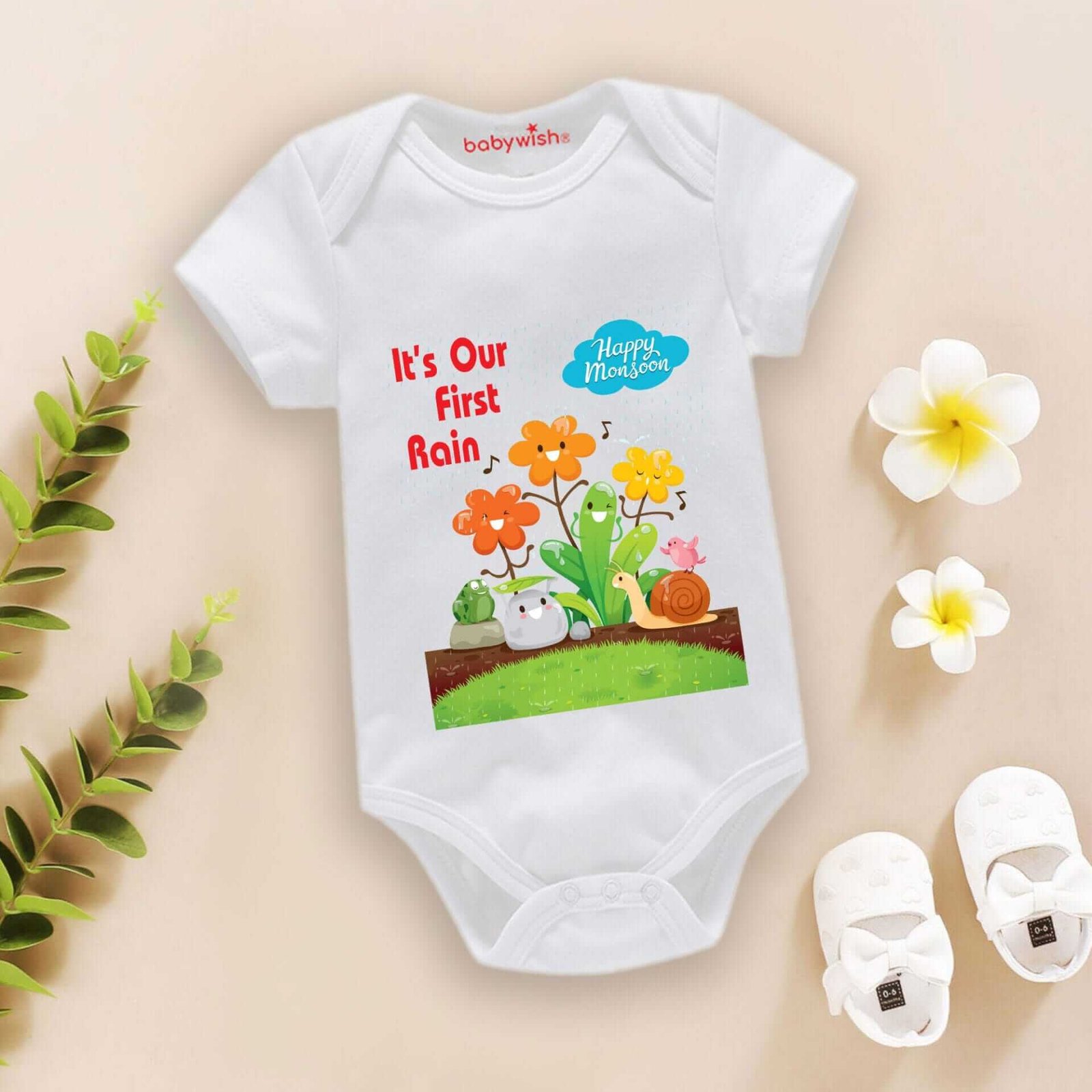 Baby Newborn Monsoon Bodysuits romper Half Sleeve Envelope Neck Onesies Rainfall  Outfit