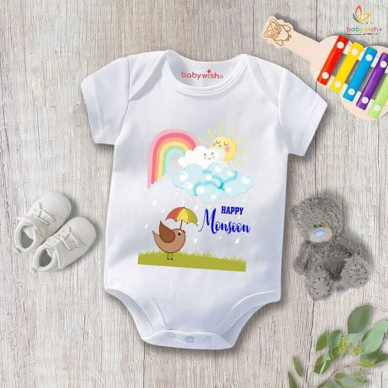 Baby Newborn Monsoon Bodysuits Romper Half Sleeve Envelope Neck Onesies Rainfall Outfit – Soft, Cozy & Breathable Baby Clothes for 0-12 Months