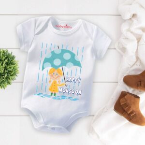 Baby Newborn Monsoon Bodysuits Romper Half Sleeve Envelope Neck Onesies Rainfall Outfit – Cute, Comfy & Breathable Baby Clothes for Monsoon Season