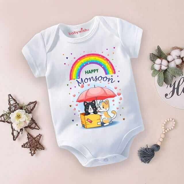 Baby Newborn Monsoon Bodysuits romper Half Sleeve Envelope Neck Onesies Rainfall  Outfit