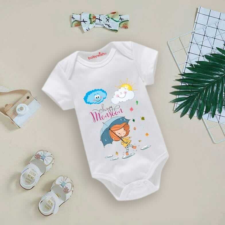 Baby Newborn Monsoon Bodysuits Romper Half Sleeve Envelope Neck Onesies Rainfall Outfit – Soft, Comfortable & Breathable Baby Clothes for 0-12 Months