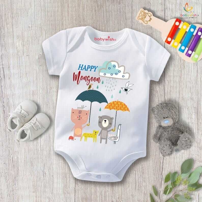 Baby Newborn Monsoon Bodysuits Romper Half Sleeve Envelope Neck Onesies Rainfall Outfit – Soft, Comfortable & Breathable Baby Clothes for 0-12 Months