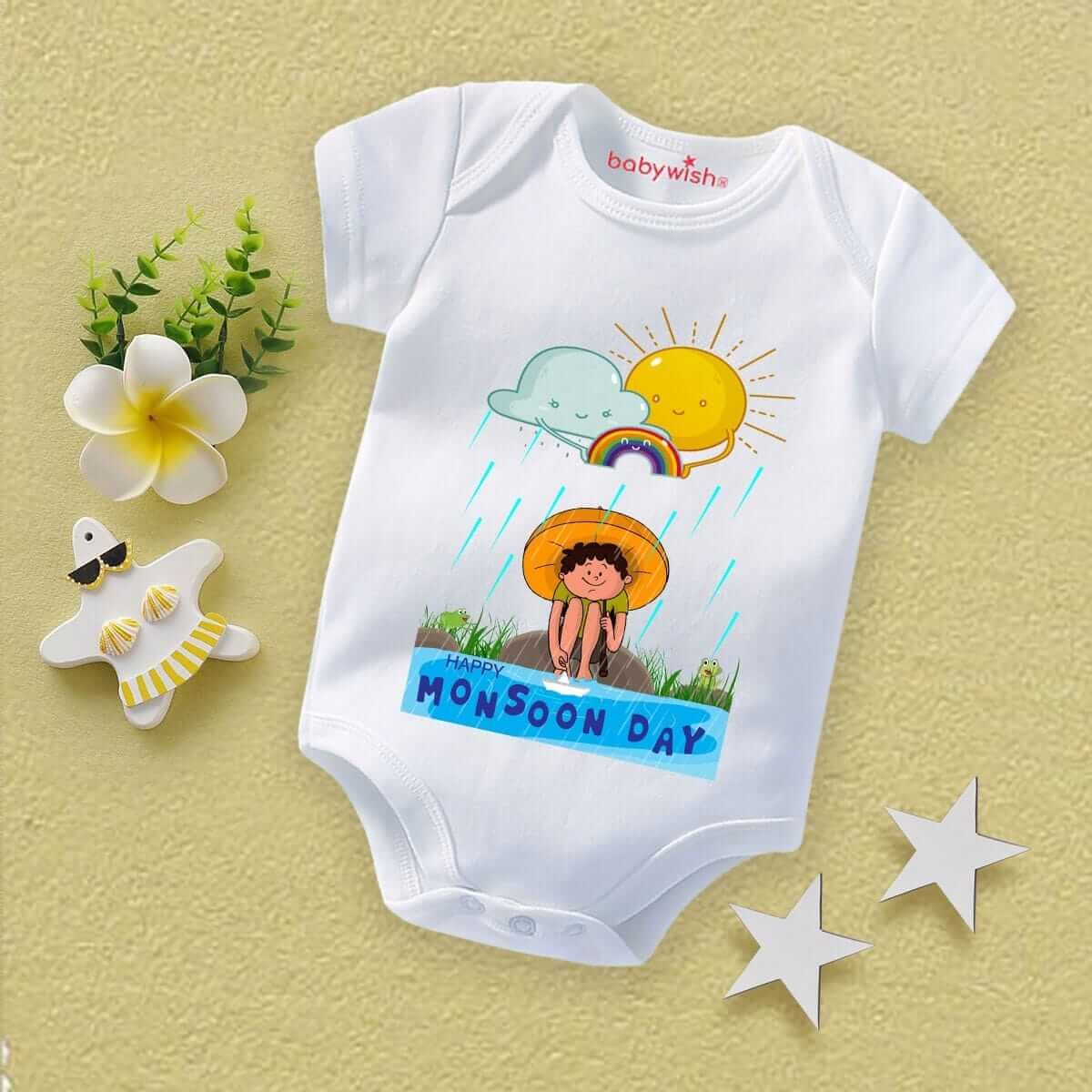 Baby Newborn Monsoon Bodysuits Romper Half Sleeve Envelope Neck Onesies Rainfall Outfit – Comfortable, Soft & Breathable Baby Clothes 0-12 Months