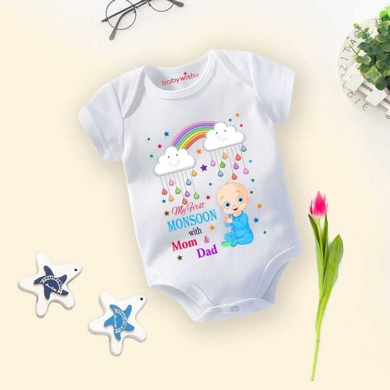 Baby Newborn Monsoon Bodysuits romper Half Sleeve Envelope Neck Onesies Rainfall Outfit