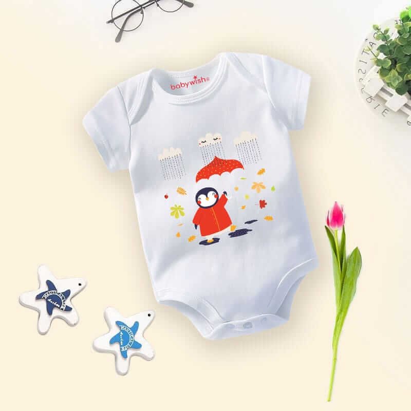 Baby Newborn Monsoon Bodysuits Romper Half Sleeve Envelope Neck Onesies Rainfall Outfit – Soft, Lightweight & Comfortable Baby Clothes 0-12 Months