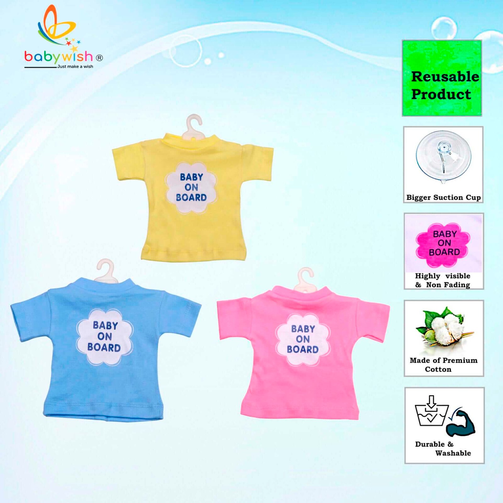 Baby on Board Car Decals Cloth – Safety Sign Board with Hanger & Vacuum Suction Cup, Easy-to-Install Baby Warning Sign for Cars, Keep Your Little One Safe While Driving