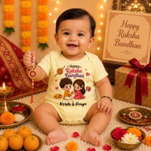 Personalized Happy Raksha Bandhan Baby Romper