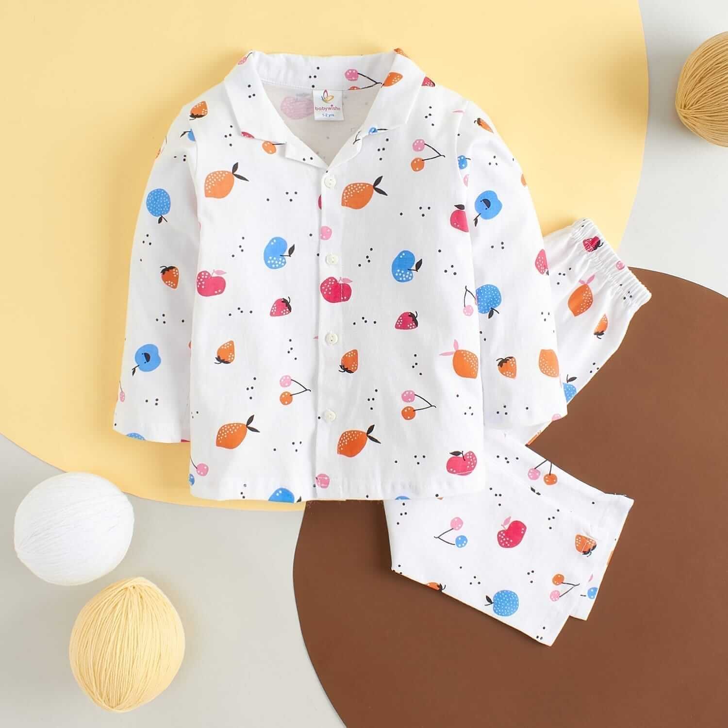 Kids Sleepsuit for Baby Boys and Girls Long Sleeve Topwear and Pajamas Set Baby Clothing Sleepwear Set Fruit Island Perfect for Newborns and Toddlers