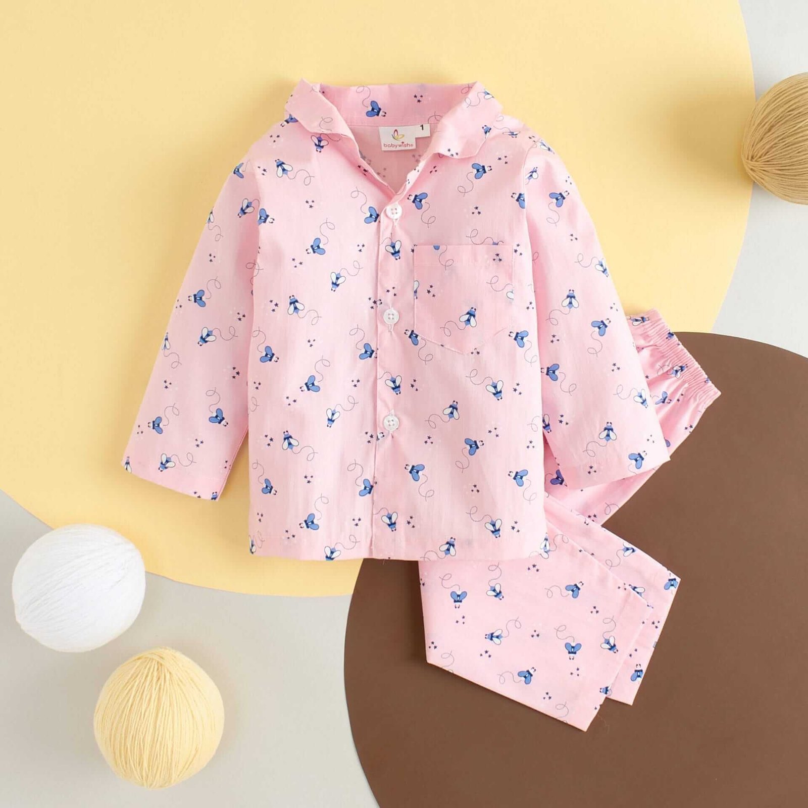 Kids Sleepsuit for Baby Boys and Girls Long Sleeve Topwear and Pajamas Set Baby Clothing Sleepwear Set Peach Butterfly Print Perfect for Newborns and Toddlers