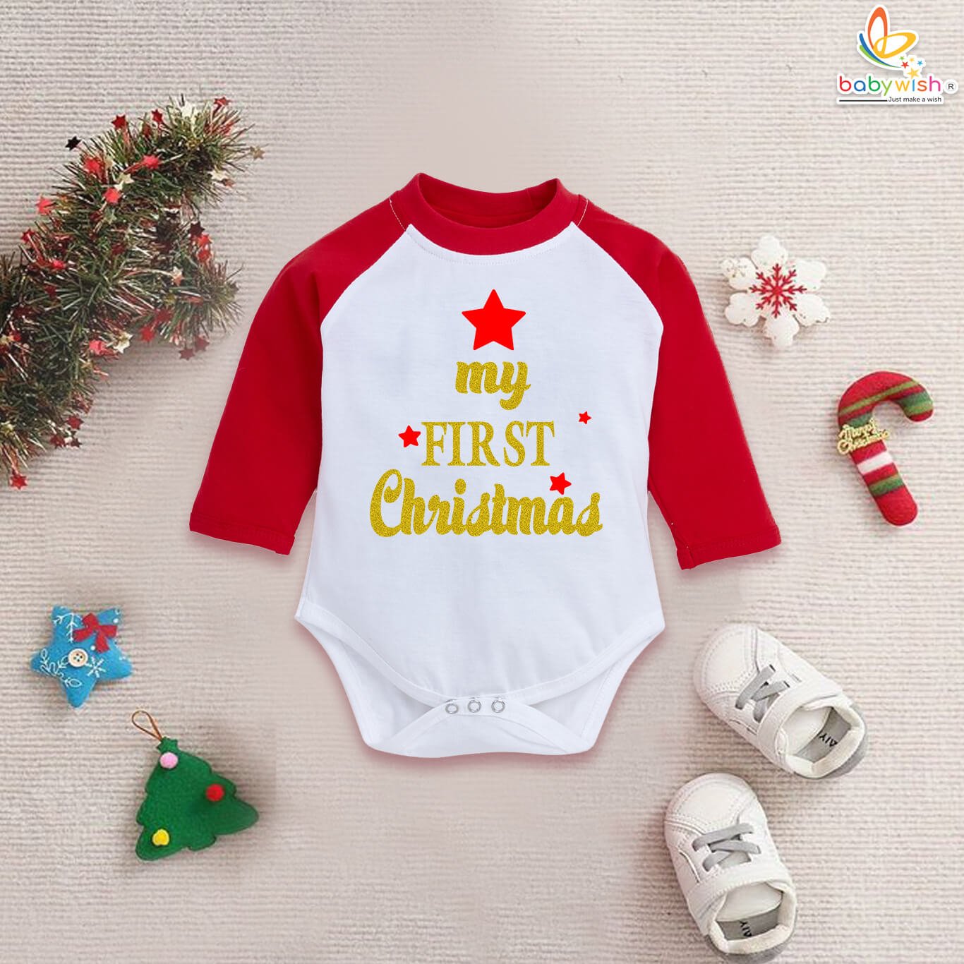 my first christmas glitter half romper