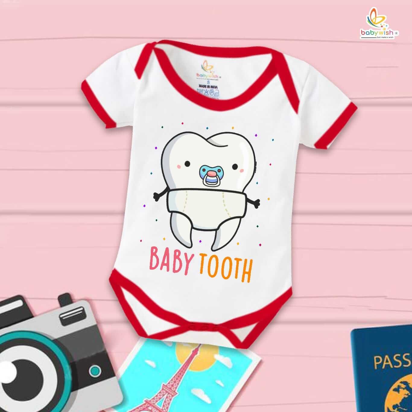 Baby Tooth Milestone Romper – My First Tooth Bodysuit for Newborn & Infant | Soft & Cute Baby Outfit for First Tooth Moment – Babywish
