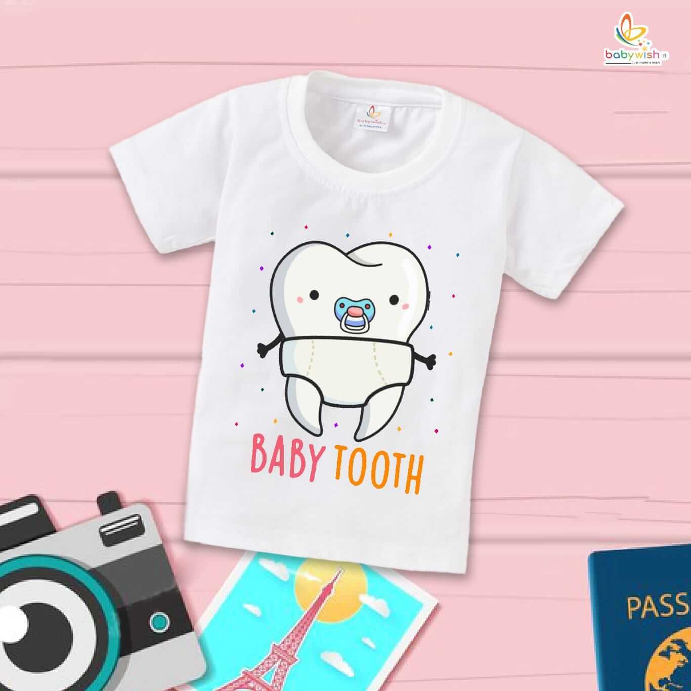 Baby Tooth My First Tooth Baby T-Shirt – Milestone T-Shirt for Newborn & Infant | Cute Baby Outfit for First Tooth – Babywish
