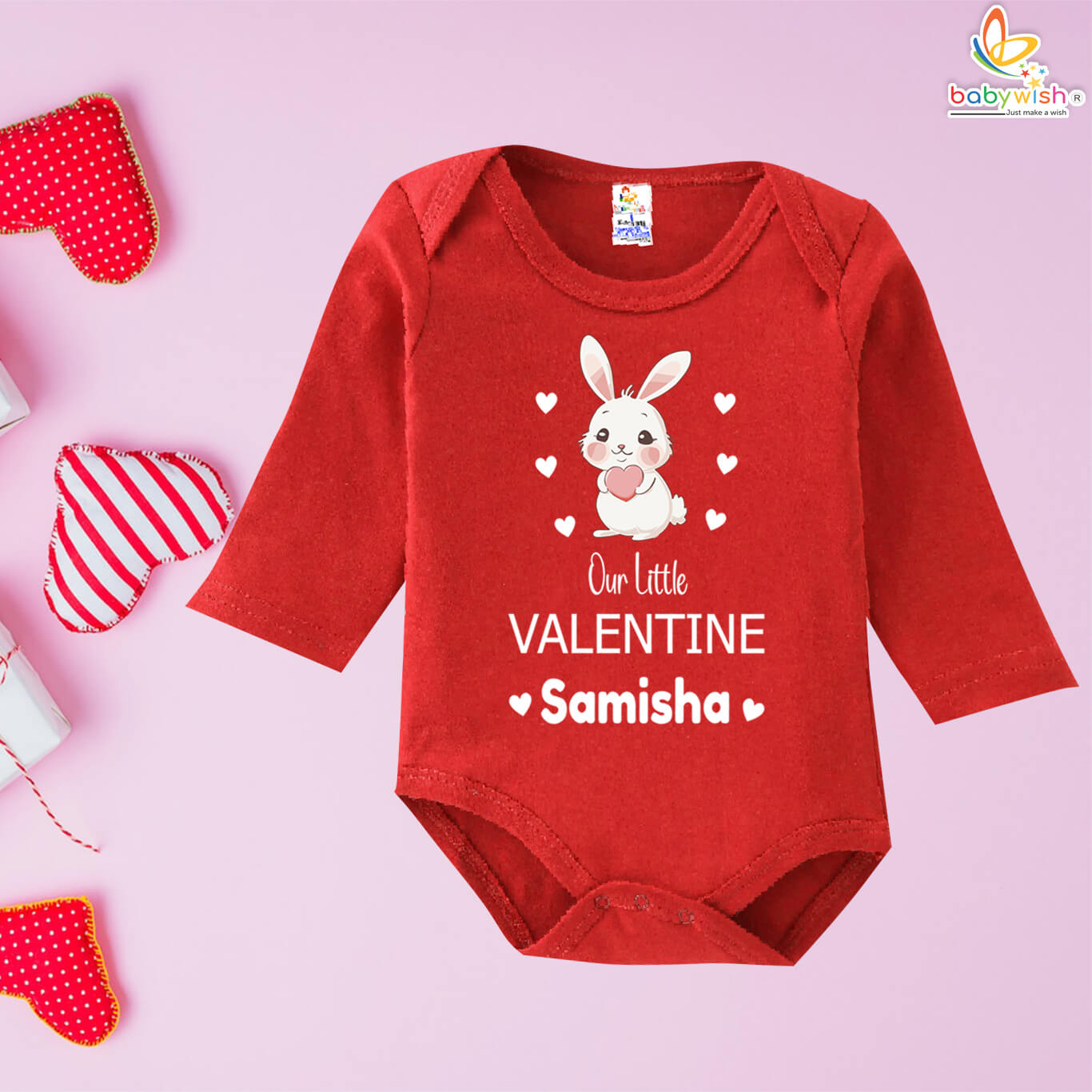 personalized baby valentine full sleeve half romper