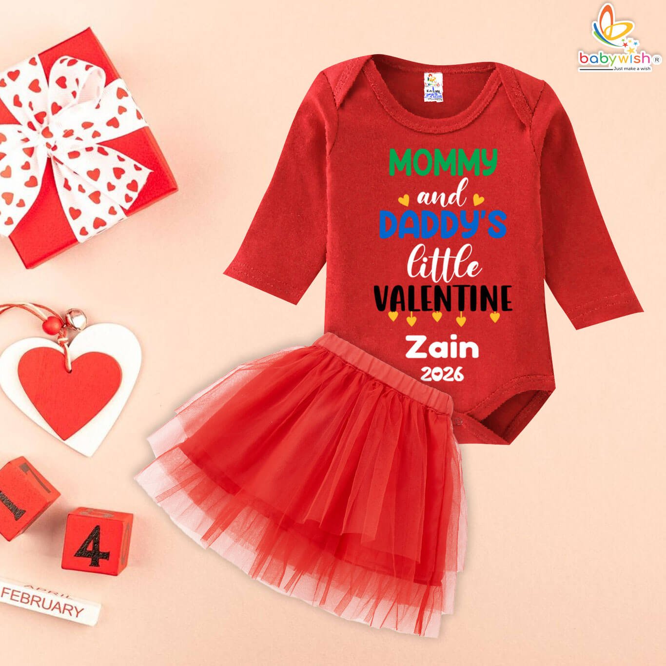 Valentine baby romper tutu skirt