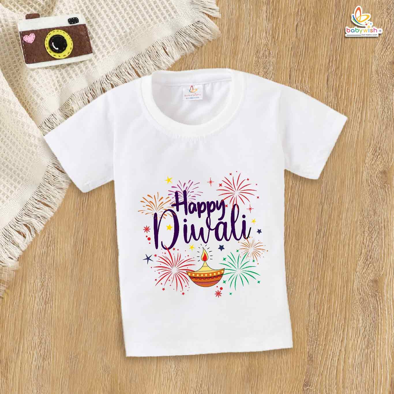 Babywish Baby Diwali T-shirt My First Diwali Happy Diwali Diya Print