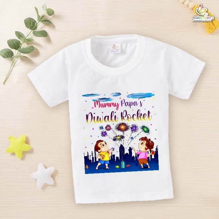 Babywish Baby Diwali T-shirt My First Diwali Mummy Papa's Diwali Rocket