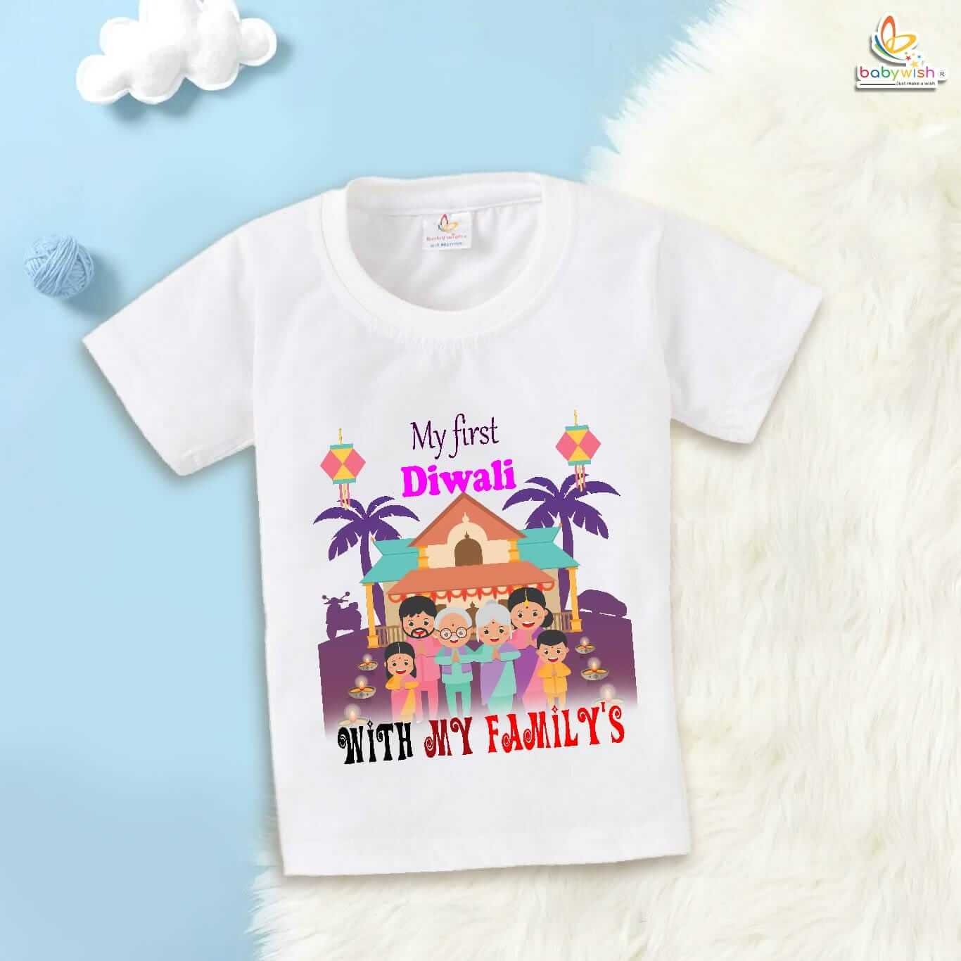 Babywish Baby Diwali T-shirt My First Diwali My First Diwali with all Family