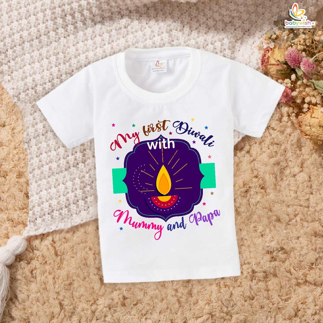 Babywish Baby Diwali T-shirt My First Diwali My First Diwali with Mummy & Papa