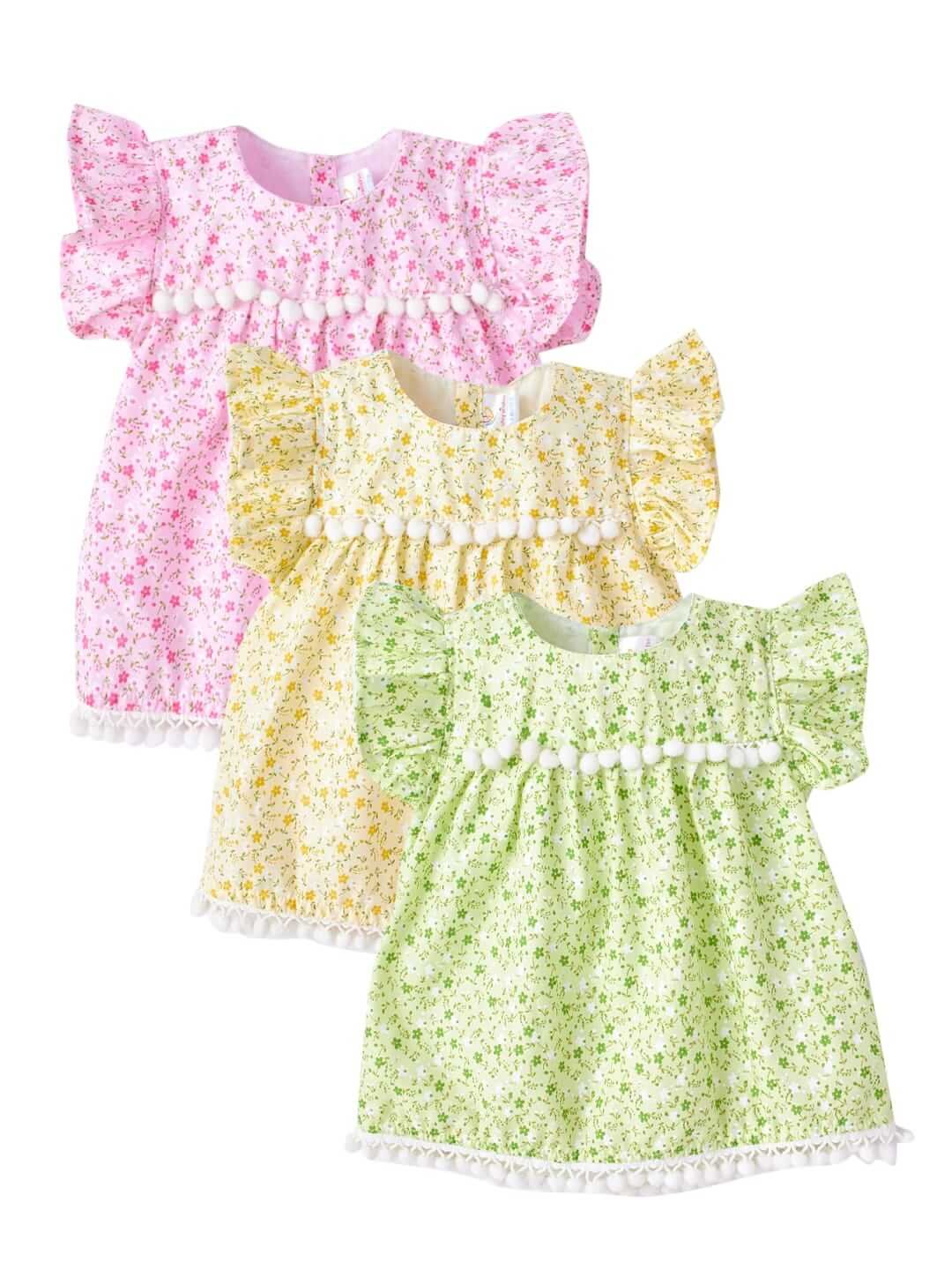 Babywish Baby Girl Cotton Frock Newborn Girl Knee Length Sleeveless Dress Floral Theme Printed