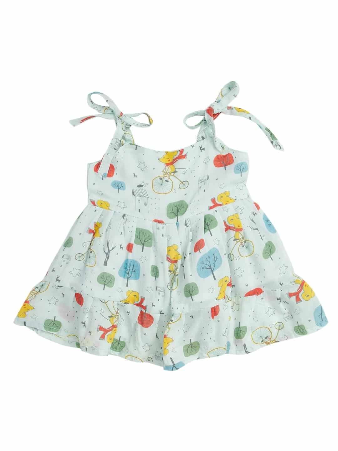 Babywish Baby Girl Cotton Frock Newborn Girl Knee Length Sleeveless Dress Rat Theme Printed