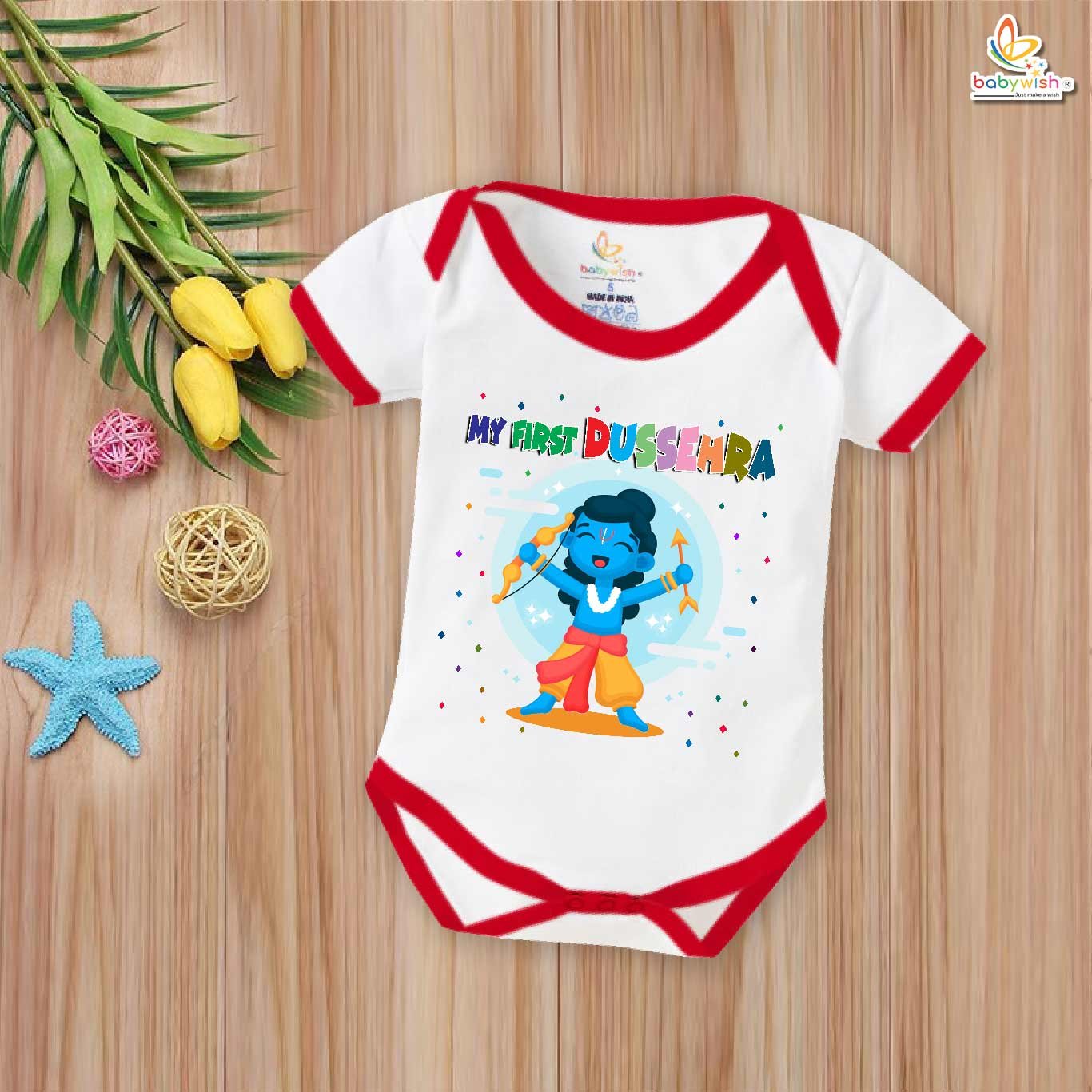 Baby Navratri Romper Bodysuit for Girls and Boys, My First Dussehra Outfit, Cute Festival Wear – Babywish