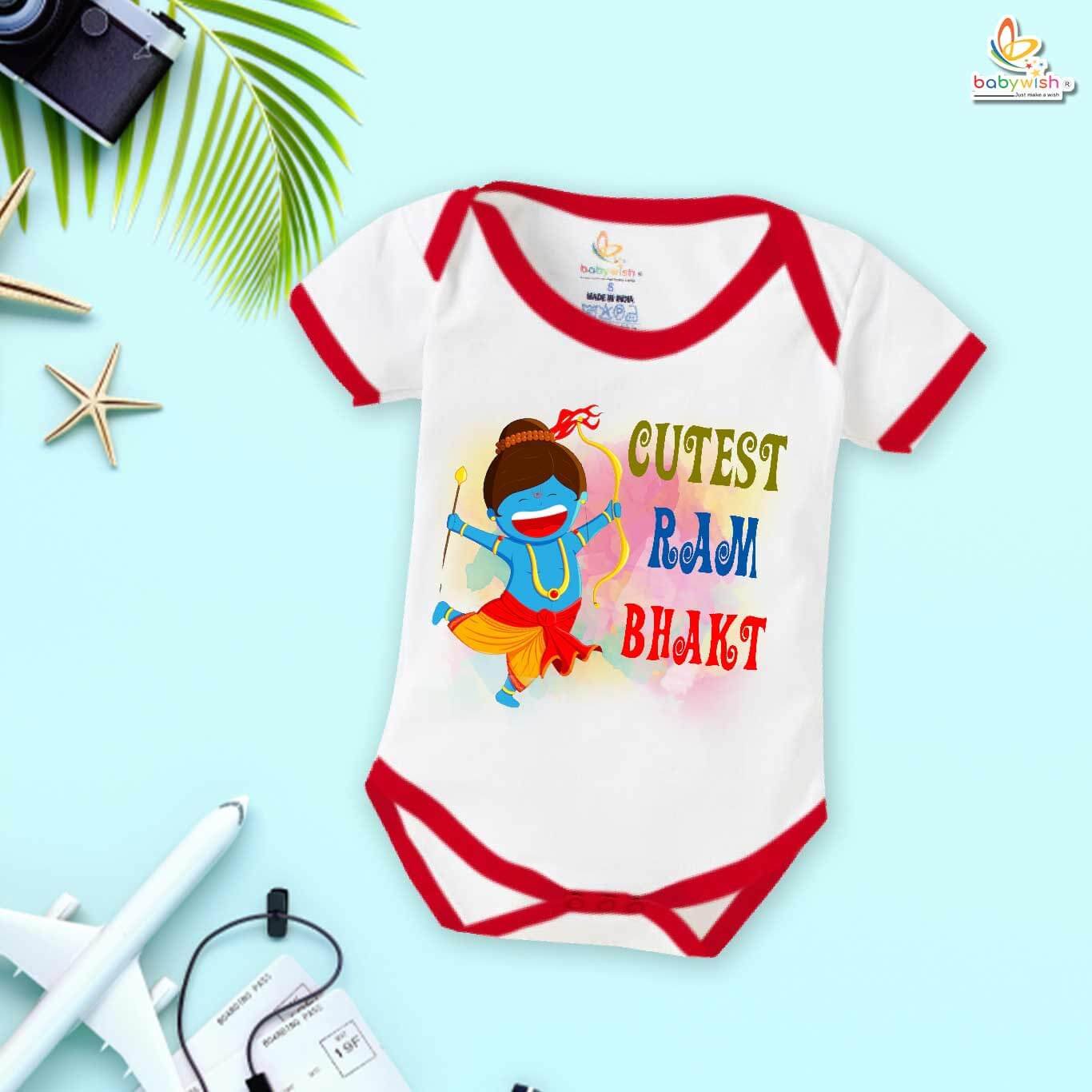 Baby Navratri Romper Bodysuit for Girls, My First Dussehra, Cutest Ram Bhakt Outfit – Babywish
