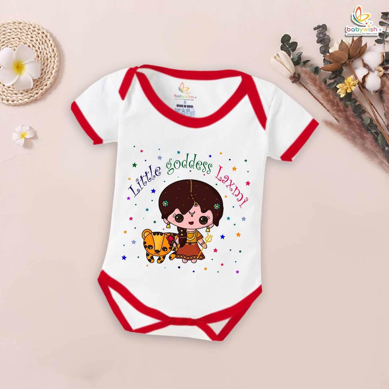 Baby Navratri Romper Bodysuit for Girls, My First Dussehra, Little Goddess Outfit, Festival Baby Dress – Babywish