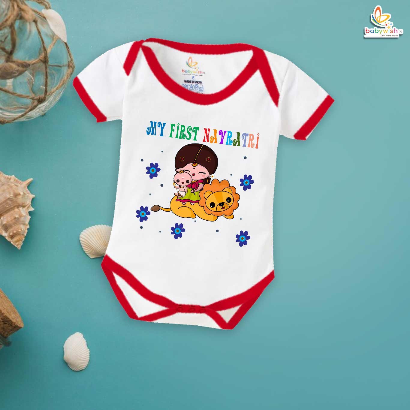 Baby Navratri Romper Bodysuit for Girls, My First Dussehra, My 1st Navratri Pooja Outfit, Festival Celebration – Babywish