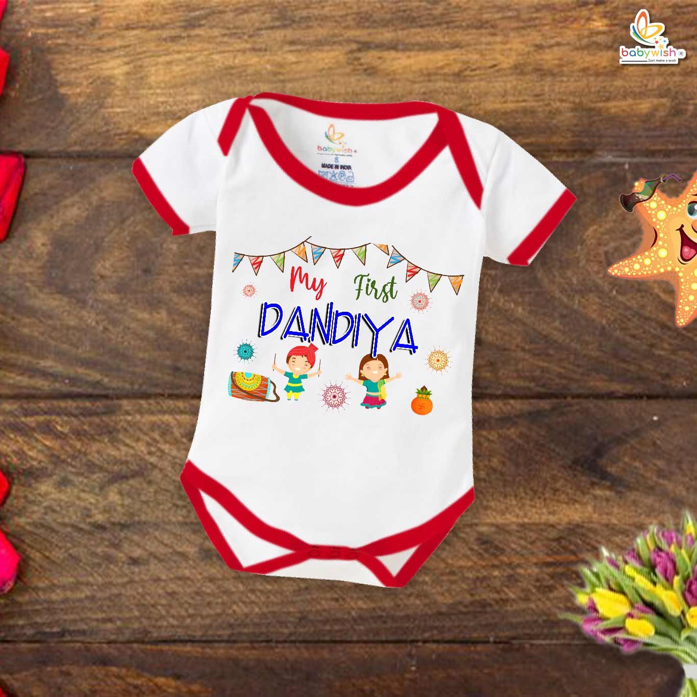 Baby Navratri Romper Bodysuit for Girls, My First Dussehra, My First Dandiya – Babywish