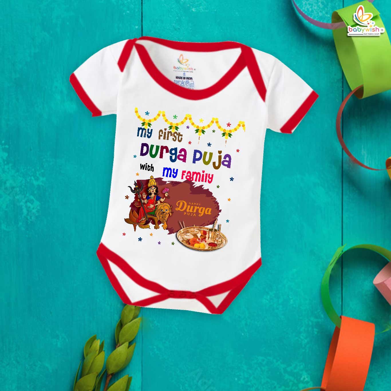 Babywish Baby Navratri Romper Bodysuit My First Dussehra My First Durga Pooja with Family