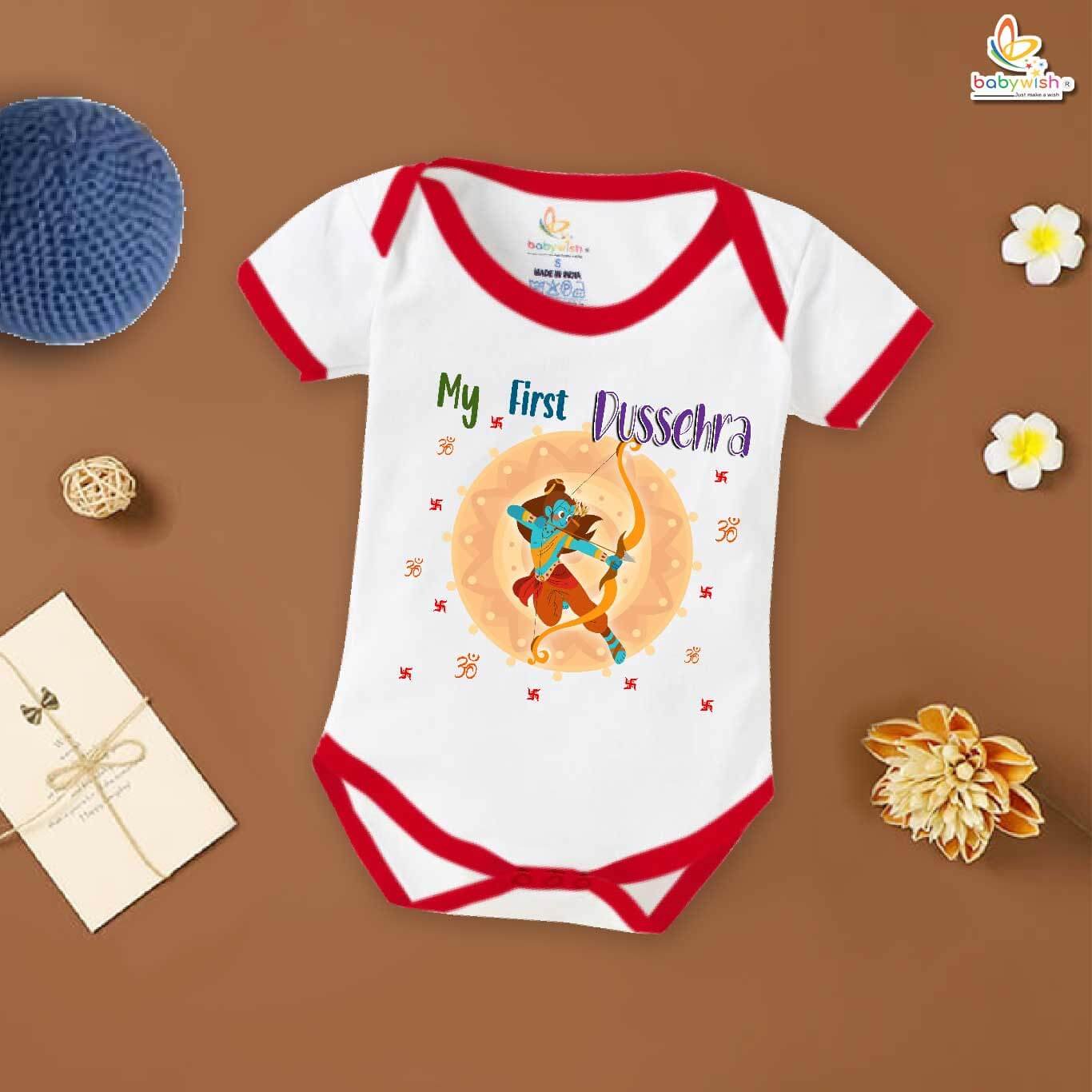 Baby Navratri Romper Bodysuit for Boys and Girls – My First Dussehra & Vijaydashmi Outfit – Babywish