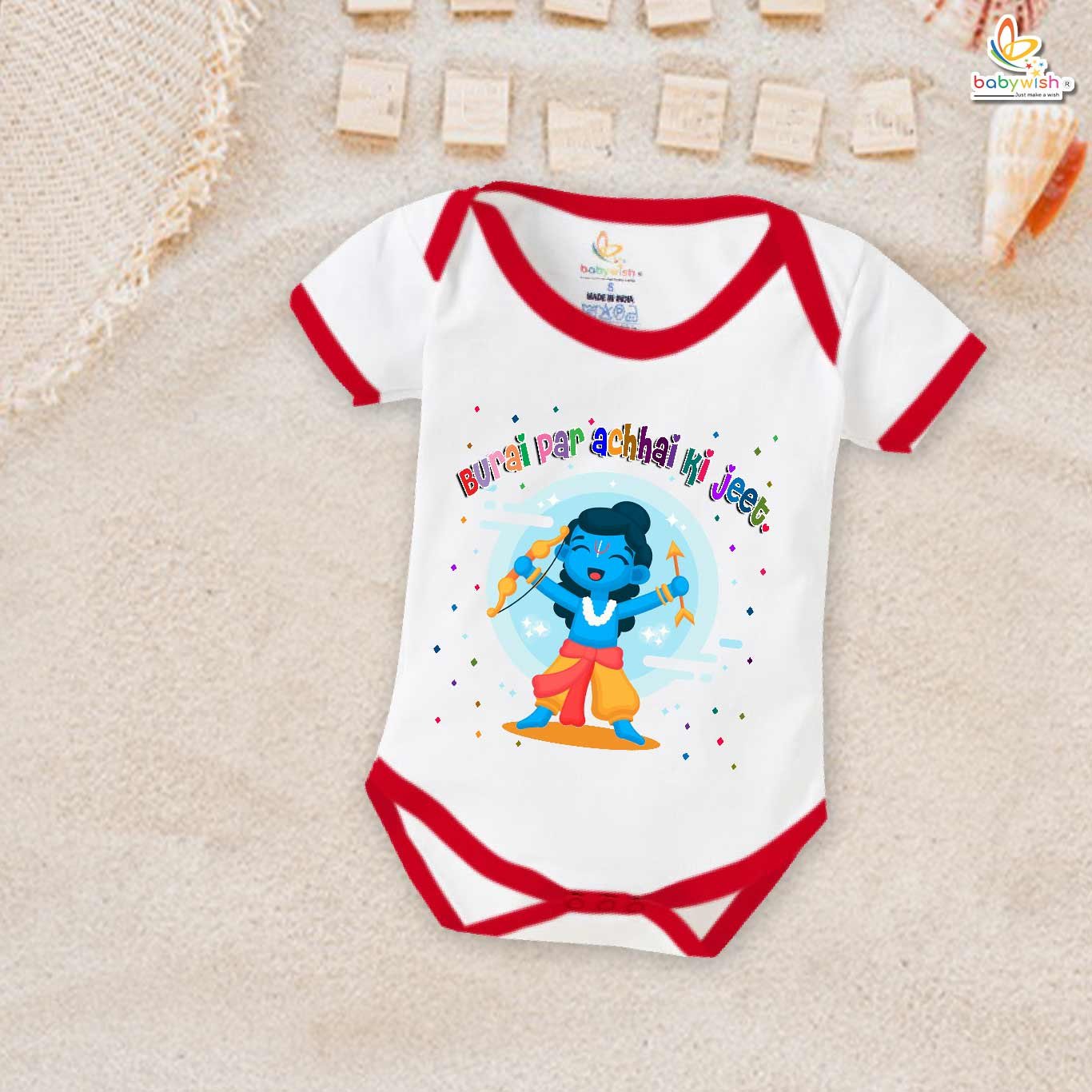 Baby Navratri Romper Bodysuit for Girls, My First Dussehra, Burai Par Achhai Ki Jeet Outfit – Babywish
