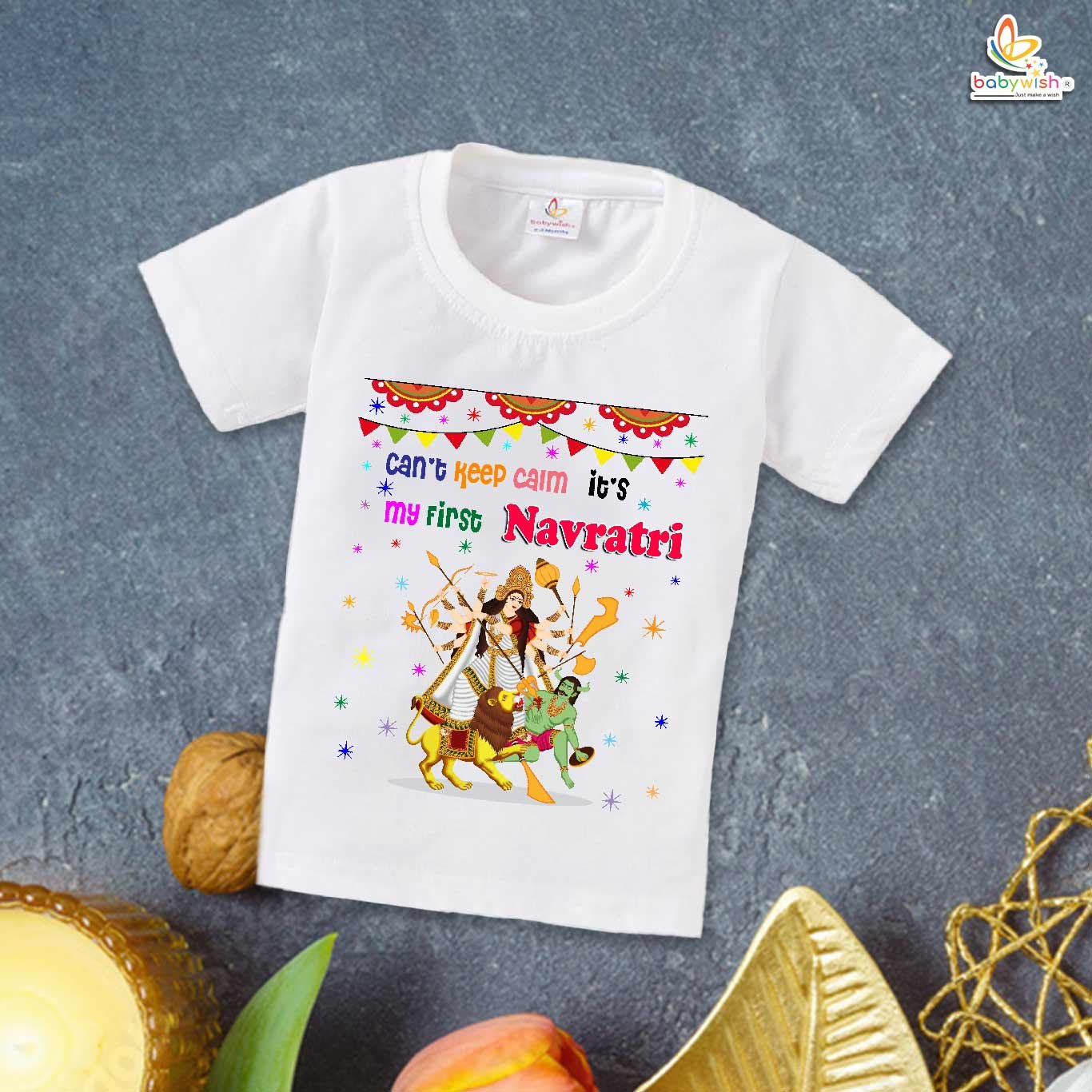 Baby Navratri T-shirt My First Dussehra Can’t Keep Calm It’s My First Navratri Toddler Festival Tee Kids Ethnic Celebration Outfit Gift for Boys & Girls Babywish