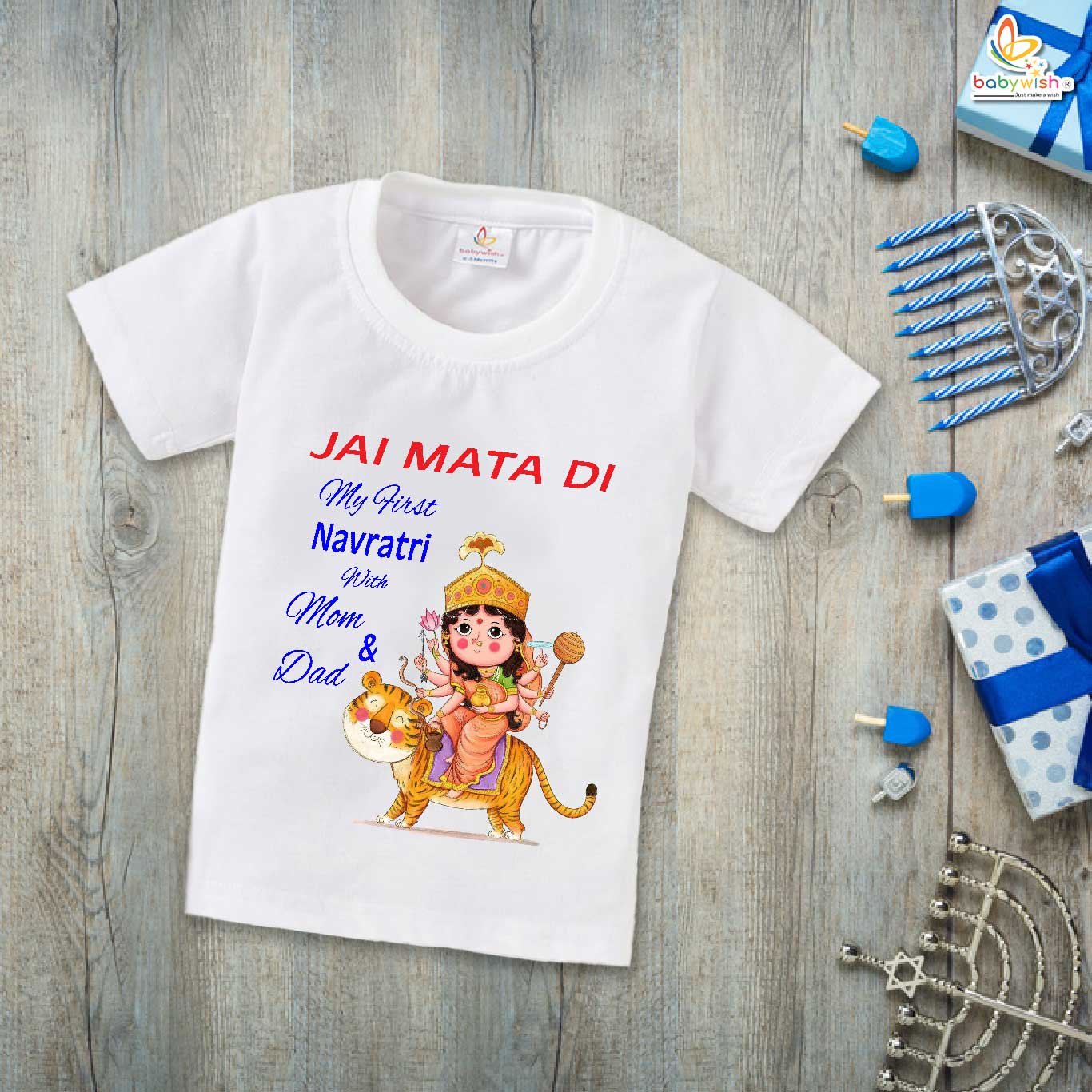 Baby Navratri T-Shirt for Boys and Girls – My First Dussehra Outfit – Jai Mata Di Print – Babywish